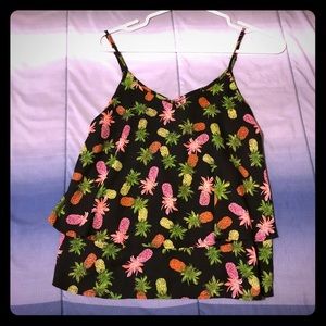 Summer tank top with pineapple print